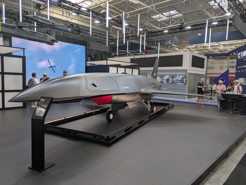 Anduril's YFQ-44A Fury autonomous fighter aircraft on display at the Paris Air Show