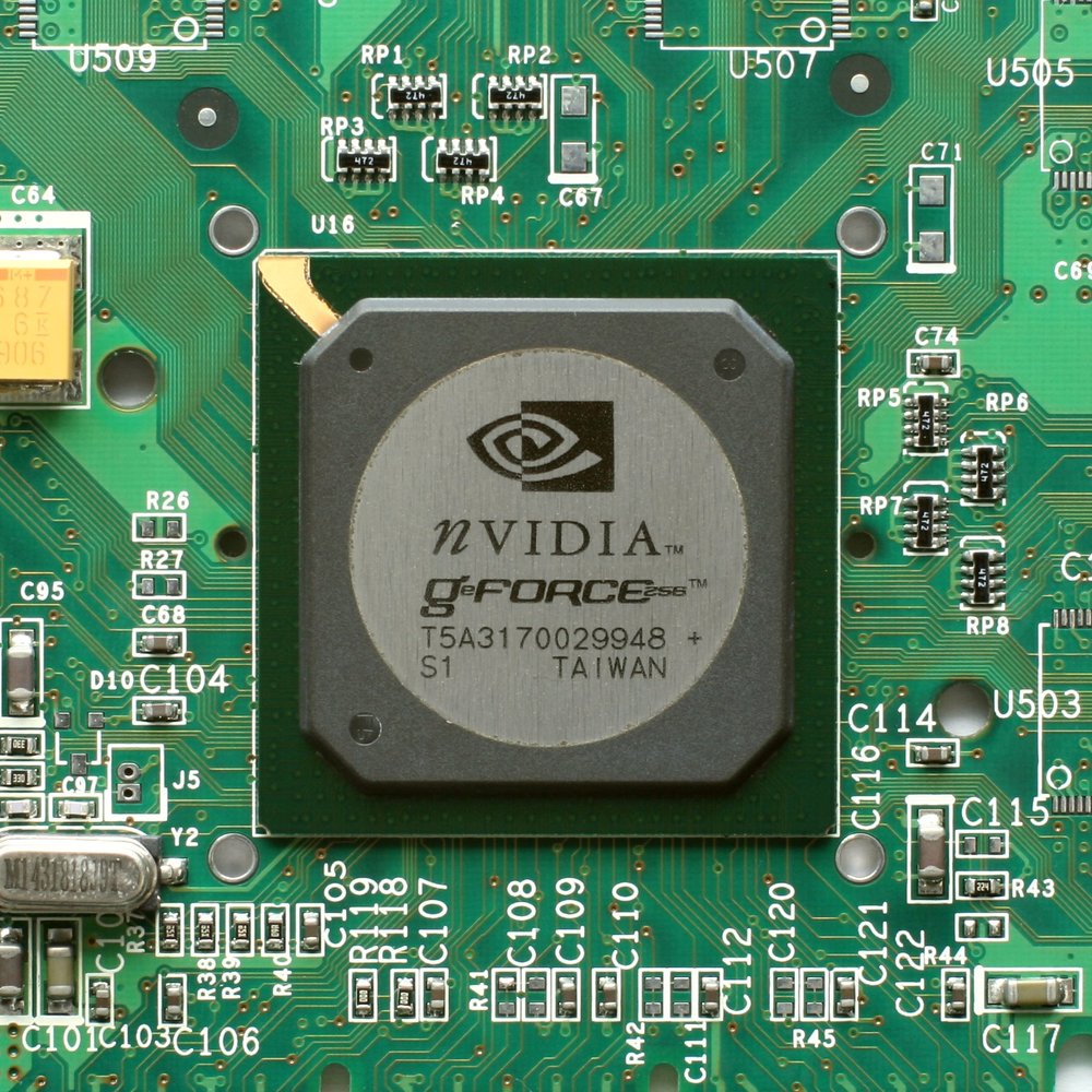 An NVIDIA GeForce 256 graphics card from 1999