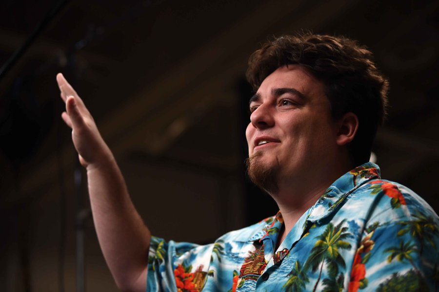Palmer Luckey speaking during an interview at Collision 2019
