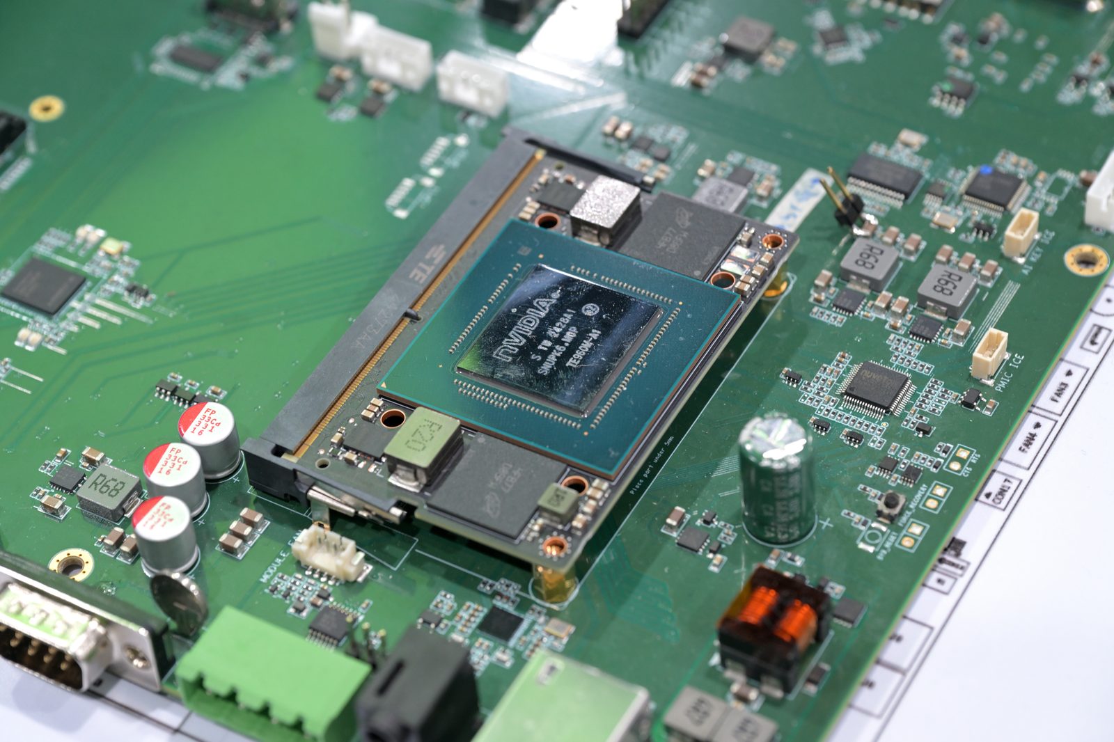An NVIDIA Jetson Orin NX module mounted on a carrier motherboard