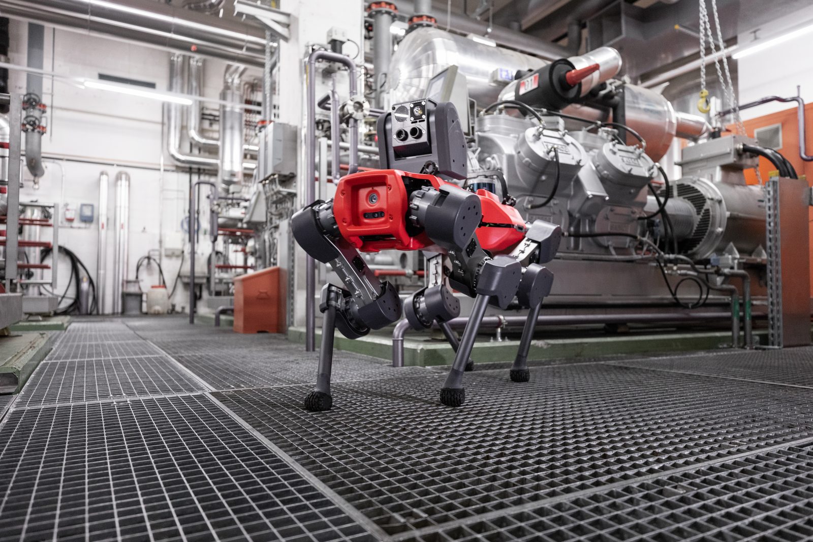 ANYbotics' ANYmal quadruped robot performing an industrial inspection